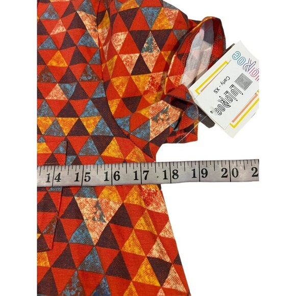 LuLaRoe Carly Women's Orange Triangle Dress - Picture 4 of 5